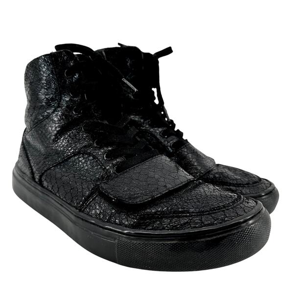 Creative Recreation Cesario High Top Snakeskin Sneaker Leather Lace Up Black 8.5 - Picture 1 of 6